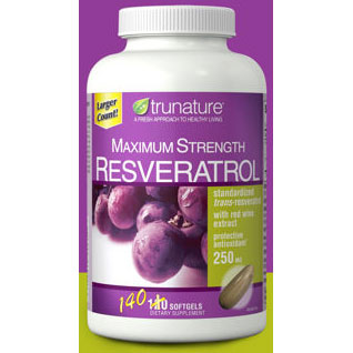 TruNature Maximum Strength Resveratrol 250 mg, 140 Softgels