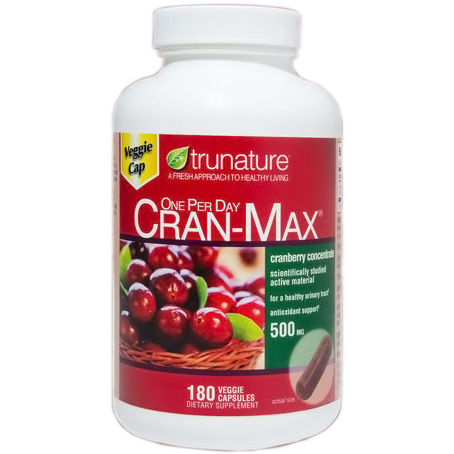 TruNature One Per Day Cran-Max 500 mg, Cranberry Concentrate, 180 Vegetarian Capsules