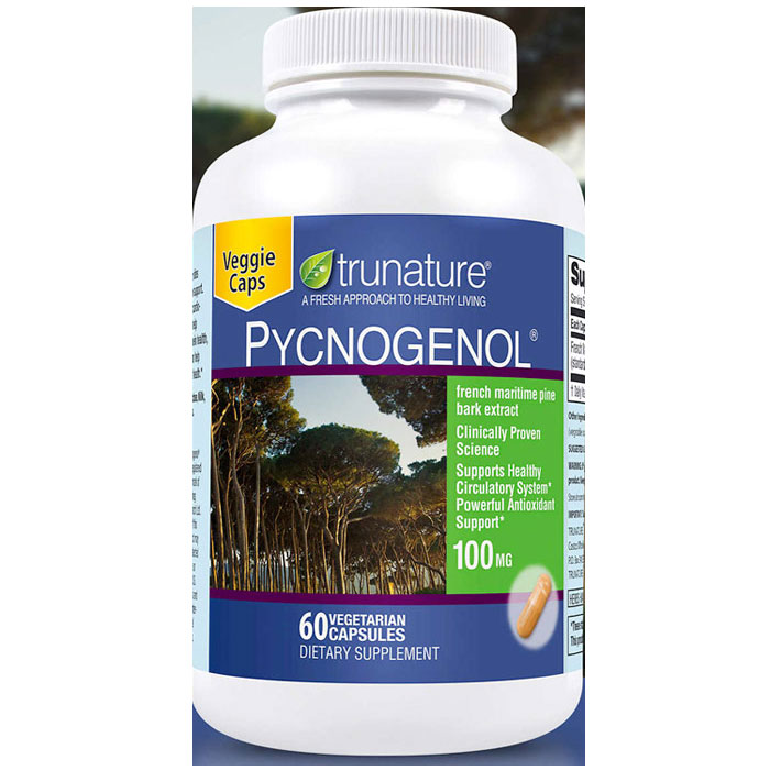 TruNature Pycnogenol 100 mg, Pine Bark Extract, 60 Vegetarian Capsules