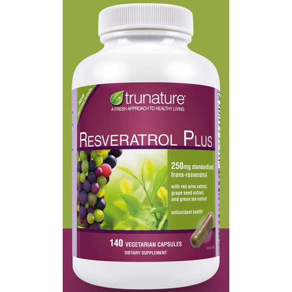 TruNature Resveratrol Plus (With Red Wine, Grape Seed and Green Tea) 140 Vegetarian Capsules