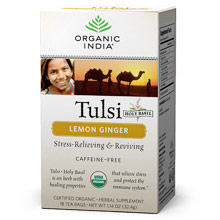 Organic India Tulsi Lemon Ginger Tea, 18 Tea Bags, Organic India