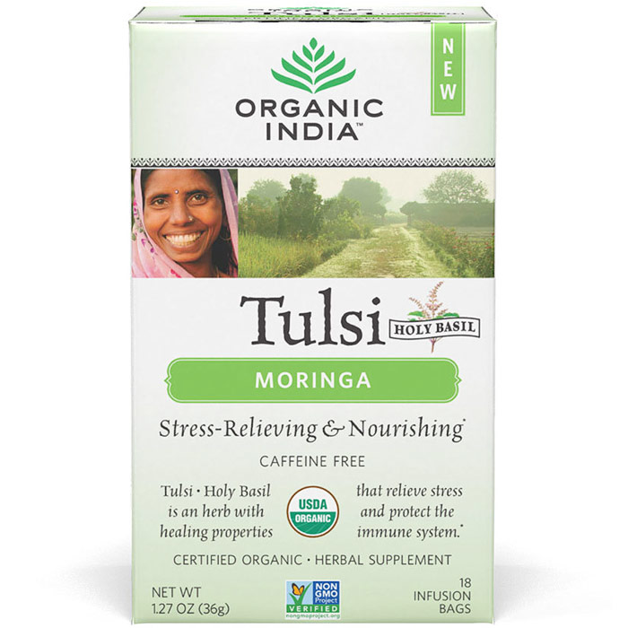 Tulsi (Holy Basil) Moringa Tea, 18 Tea Bags, Organic India
