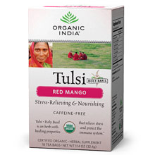 Organic India Tulsi Red Mango Tea, 18 Tea Bags, Organic India