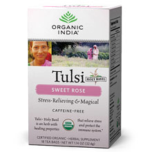 Organic India Tulsi Sweet Rose Tea, 18 Tea Bags, Organic India