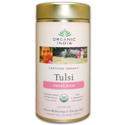 Tulsi Sweet Rose Tea, Loose Leaf in Canister, 3.5 oz, Organic India