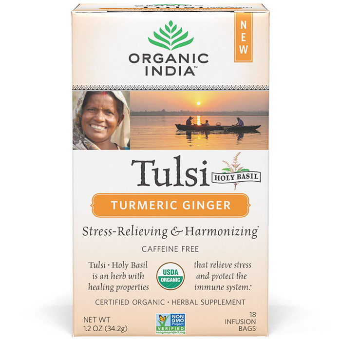 Tulsi (Holy Basil) Turmeric Ginger Tea, 18 Tea Bags, Organic India