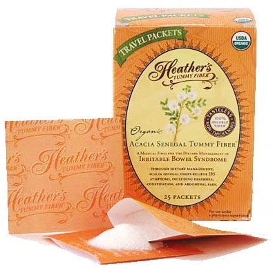 Heathers Tummy Fibers, Organic Acacia Senegal Powder (Travel Packets), 25 Packets/Box, Heathers Tummy Care