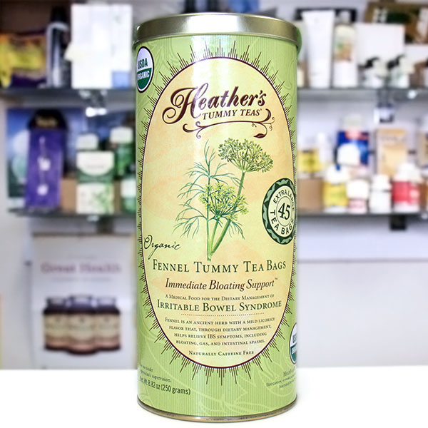 Heather's Tummy Care Heather's Tummy Teas, Organic Fennel Tea Bags in Canister, 45 Extra Large Tea Bags, Heather's Tummy Care