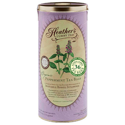 Heathers Tummy Teas, Organic Peppermint Tea Bags in Canister, 36 Extra Large Tea Bags, Heathers Tummy Care