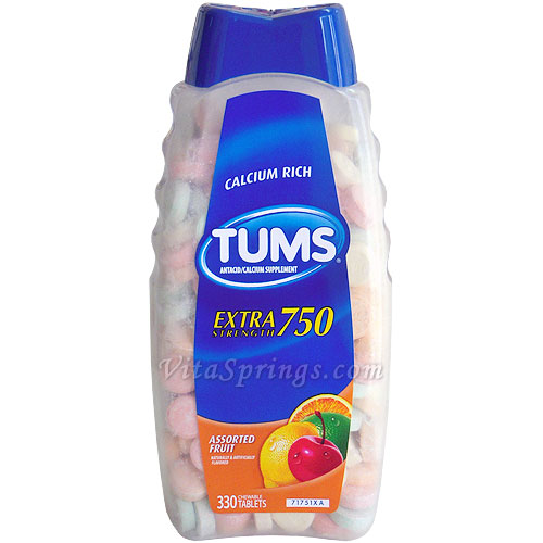 Tums Tums Extra Strength 750, Assorted Fruit, 330 Chewable Tablets, Antacid/Calcium Supplement