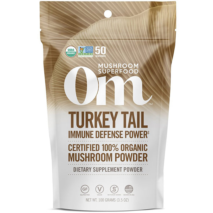 Turkey Tail Mushroom Superfood Powder, 100 g, Om Organic Mushroom Nutrition