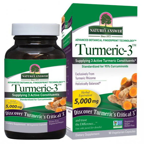 Turmeric-3, Standardized Turmeric Extract for Curcuminoids, 90 Vegetarian Capsules, Natures Answer
