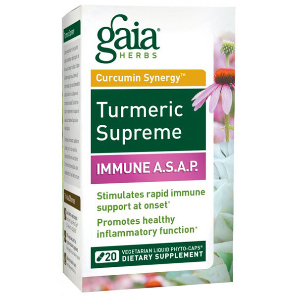Turmeric Supreme Immune A.S.A.P., 20 Vegetarian Liquid Phyto-Caps, Gaia Herbs