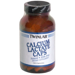 TwinLab Calcium Lactate Caps 100 mg, 100 Capsules
