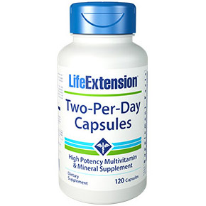 Two-Per-Day Capsules, High Potency Multivitamin & Mineral Supplement, 120 Capsules, Life Extension