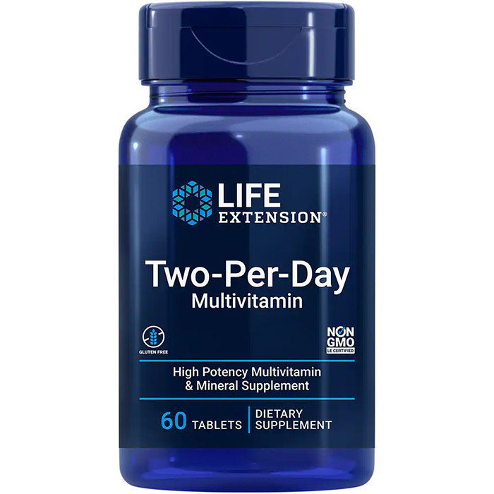 Two-Per-Day Tablets, High Potency Multivitamin & Mineral Supplement, 60 Tablets, Life Extension