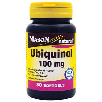 Ubiquinol 100 mg, 30 Softgels, Mason Natural