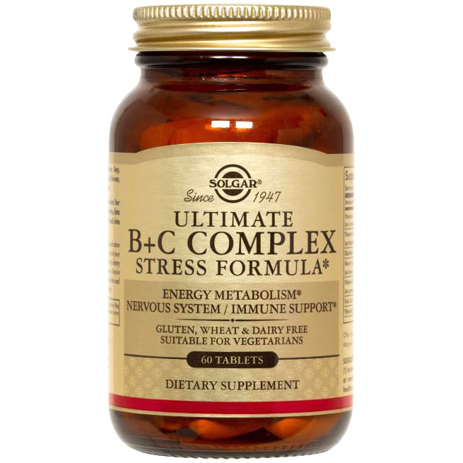 Ultimate B+C Complex Stress Formula, 60 Tablets, Solgar