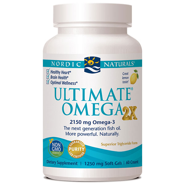 Ultimate Omega 2x, More Powerful Omega-3 Fish Oil - Lemon, 60 Softgels, Nordic Naturals