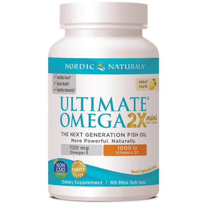 Ultimate Omega 2X Mini with Vitamin D3 - Lemon, 60 Softgels, Nordic Naturals