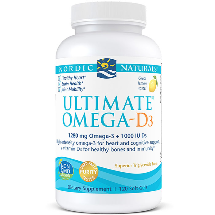 Ultimate Omega-D3, Purified Fish Oil + Vitamin D 3, 120 Softgels, Nordic Naturals