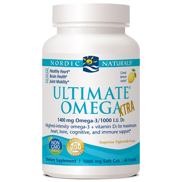Ultimate Omega Xtra, Lemon, 2:1 EPA/DHA with Vitamin D3, 60 Softgels, Nordic Naturals