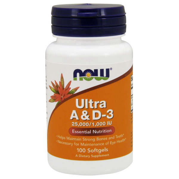 Ultra A & D 25000/1000, 100 Softgels, NOW Foods