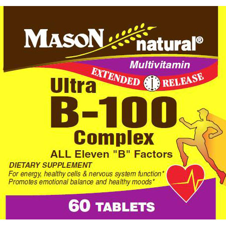 Ultra B-100 Complex, Extended Release, 60 Tablets, Mason Natural