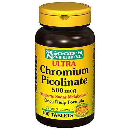 Good 'N Natural Ultra Chromium Picolinate 500 mcg (Yeast Free), 100 Tablets, Good 'N Natural