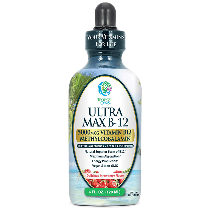 Ultra Max B12 Liquid Drops, 4 oz, Tropical Oasis