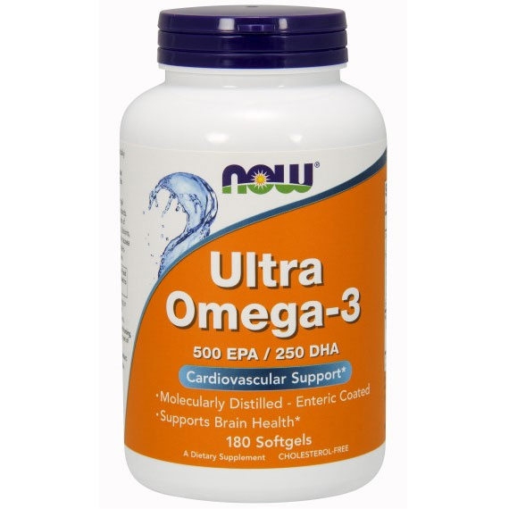 Ultra Omega 3 Fish Oil, 500 EPA / 250 DHA, 180 Softgels, NOW Foods