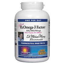 Ultra RxOmega-3 Factors One-Per-Day, Omega-3 900 mg, 150 Enteric Coated Softgels, Natural Factors
