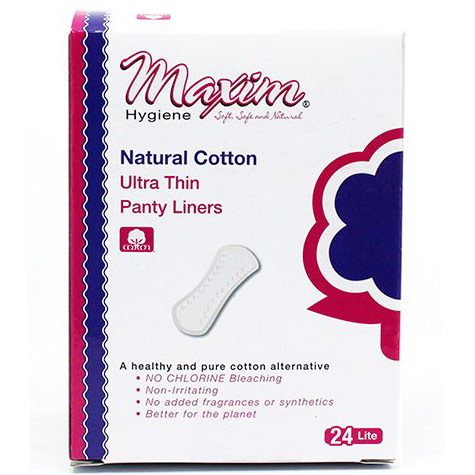 Natural Cotton Ultra Thin Pantiliners, Light Days, 24 Count, Maxim Hygiene Products