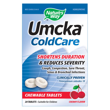 Umcka ColdCare Cherry Chewable, 20 Tablets, Natures Way