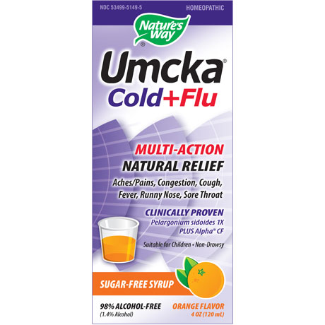 Umcka Cold & Flu Orange Syrup, 4 oz, Natures Way
