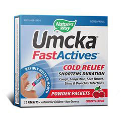 Umcka FastActives Cold Relief Powder, Cherry, 10 Packets, Natures Way