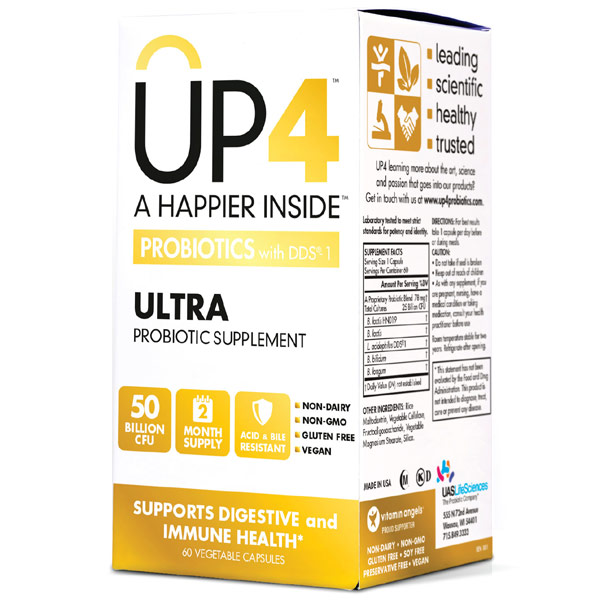 UP4 Ultra Probiotic High Potency, 50 Billion CFU, 60 Vegetable Capsules, UP4 Probiotics