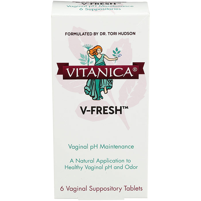 V-Fresh, Vaginal pH Support, 6 Vaginal Suppository Tablets, Vitanica