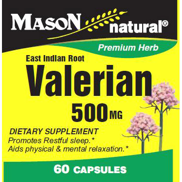 Valerian 500 mg, 60 Capsules, Mason Natural