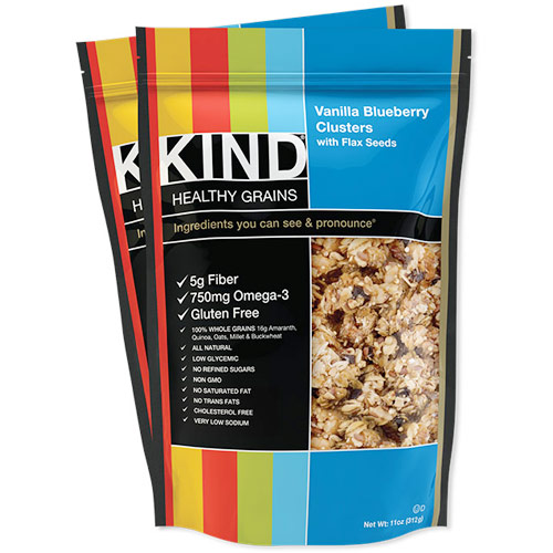 Vanilla Blueberry Clusters with Flax Seeds, 11 oz x 6 Pouches, KIND Healthy Grains