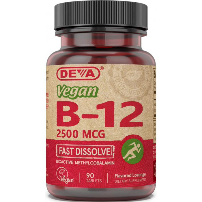 Vegan Vitamin B-12 Sublingual 2500 mcg, 90 Tablets, Deva Vegetarian Nutrition