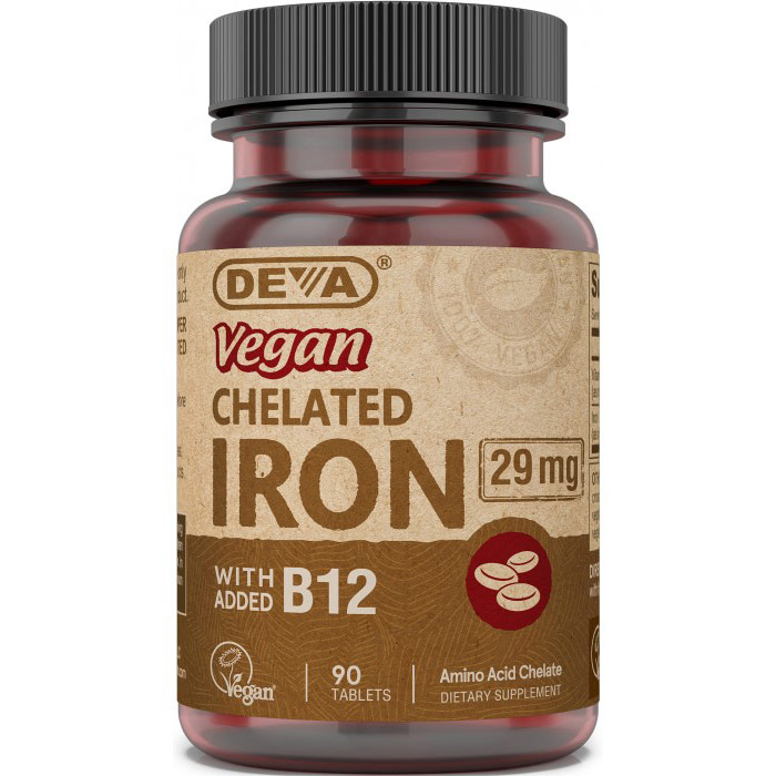 Vegan Chelated Iron 29 mg, 90 Tablets, Deva Vegetarian Nutrition