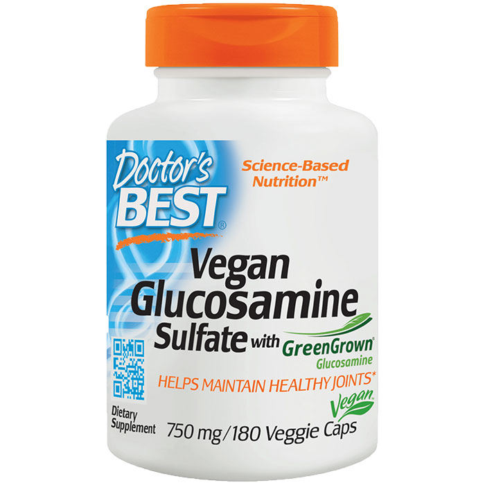 Vegan Glucosamine Sulfate with GreenGrown Glucosamine 750 mg, 180 Vegetarian Capsules, Doctors Best