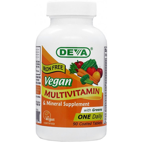 Vegan One Daily Multivitamin & Mineral Supplement, Iron Free, 90 Coated Tablets, Deva Vegetarian Nutrition