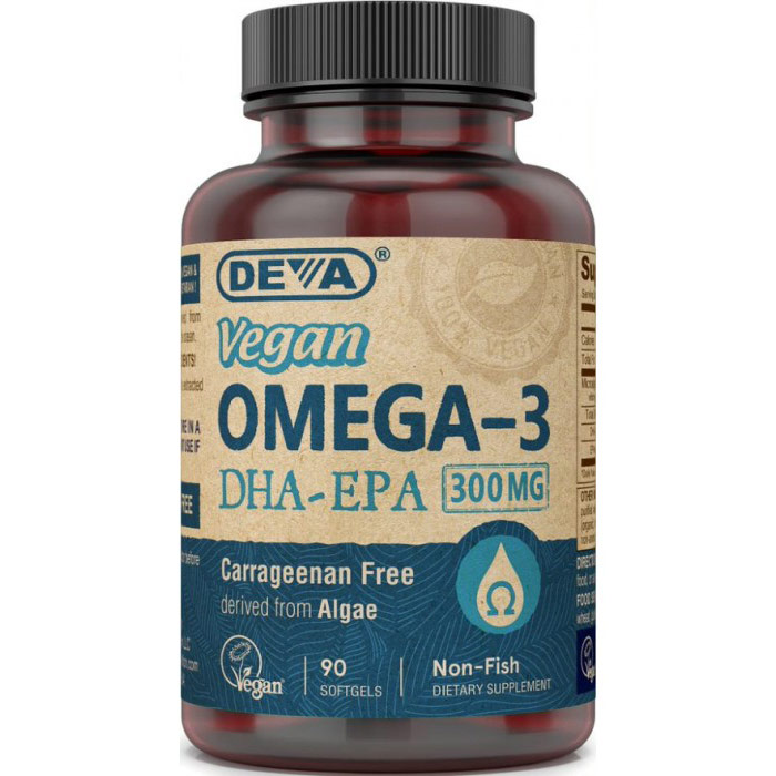 Vegan Omega-3 DHA-EPA 300 mg, 90 Vegan Softgels, Deva Vegetarian Nutrition