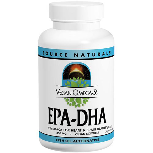 Source Naturals Vegan Omega-3s EPA-DHA, Fish Oil Alternative, 60 Vegetarian Softgels, Source Naturals