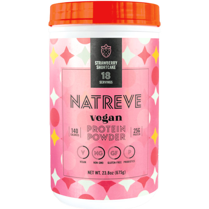 Vegan Protein Powder, Strawberry Shortcake, 23.8 oz (675 g), Natreve