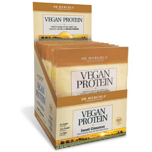 Vegan Protein Single Serve Box - Sweet Cinnamon, 14 Packets, Dr. Mercola