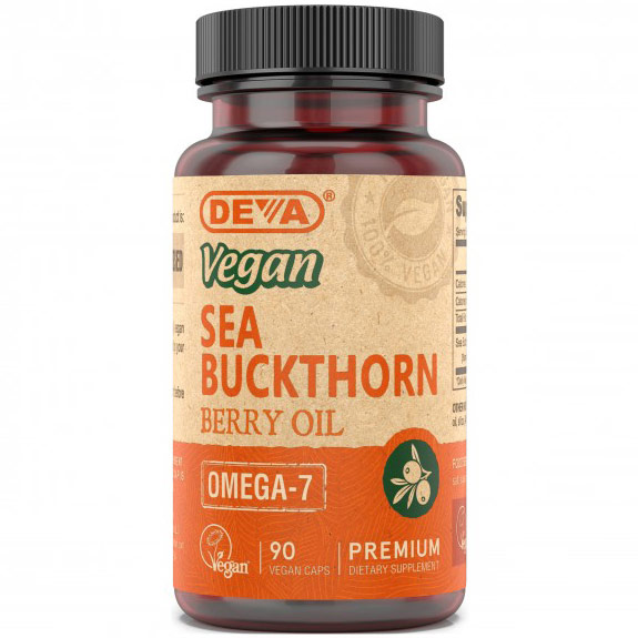 Vegan Sea Buckthorn Berry Oil (Omega-7), 90 Veggie Caps, Deva Vegetarian Nutrition