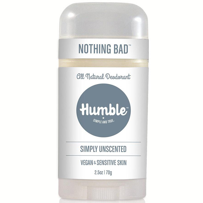 Vegan & Sensitive Skin Formula Natural Deodorant, Simply Unscented, 2.5 oz, Humble Brands